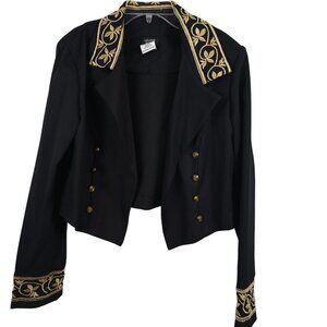 Helene Blake Blazer Jacket Women 14 Black Gold Elegant Office Business Workwear